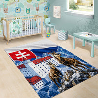 Slovakia Where Eagles Fly Area Rug Bratislava Castle Chamois Eagle Patriotism