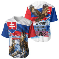 Slovakia Where Eagles Fly Baseball Jersey Bratislava Castle Chamois Eagle Patriotism
