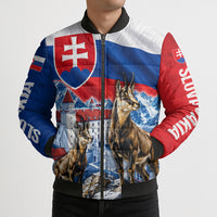 Slovakia Where Eagles Fly Bomber Puffer Jacket Bratislava Castle Chamois Eagle Patriotism