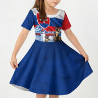 Slovakia Where Eagles Fly Kid Short Sleeve Dress Bratislava Castle Chamois Eagle Patriotism