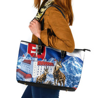 Slovakia Where Eagles Fly Leather Tote Bag Bratislava Castle Chamois Eagle Patriotism