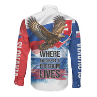 Slovakia Where Eagles Fly Long Sleeve Button Shirt Bratislava Castle Chamois Eagle Patriotism
