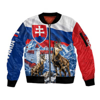 Slovakia Where Eagles Fly Sleeve Zip Bomber Jacket Bratislava Castle Chamois Eagle Patriotism