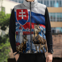 Slovakia Where Eagles Fly Sleeveless Puffer Jacket Bratislava Castle Chamois Eagle Patriotism