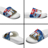 Slovakia Where Eagles Fly Slide Sandals Bratislava Castle Chamois Eagle Patriotism