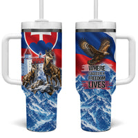 Slovakia Where Eagles Fly Tumbler With Handle Bratislava Castle Chamois Eagle Patriotism
