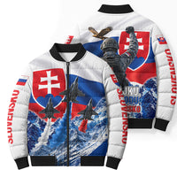 Slovakia Military Freedom Bomber Puffer Jacket Fighter Jets Soldier Eagle Mountain