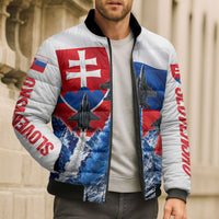 Slovakia Military Freedom Bomber Puffer Jacket Fighter Jets Soldier Eagle Mountain