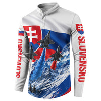 Slovakia Military Freedom Button Sweatshirt Fighter Jets Soldier Eagle Mountain