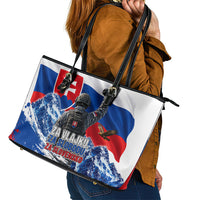 Slovakia Military Freedom Leather Tote Bag Fighter Jets Soldier Eagle Mountain