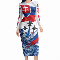 Slovakia Military Freedom Long Sleeve Bodycon Dress Fighter Jets Soldier Eagle Mountain