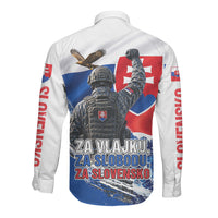 Slovakia Military Freedom Long Sleeve Button Shirt Fighter Jets Soldier Eagle Mountain