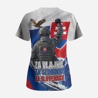 Slovakia Military Freedom Scrub Top Fighter Jets Soldier Eagle Mountain