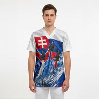 Slovakia Military Freedom Scrub Top Fighter Jets Soldier Eagle Mountain