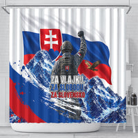Slovakia Military Freedom Shower Curtain Fighter Jets Soldier Eagle Mountain