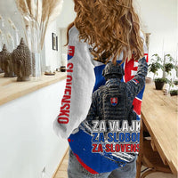 Slovakia Military Freedom Women Casual Shirt Fighter Jets Soldier Eagle Mountain