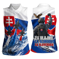 Slovakia Military Freedom Women Sleeveless Polo Shirt Fighter Jets Soldier Eagle Mountain