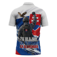 Slovakia Military Freedom Zipper Polo Shirt Fighter Jets Soldier Eagle Mountain