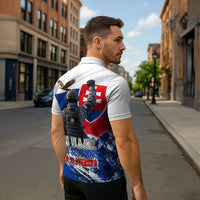 Slovakia Military Freedom Zipper Polo Shirt Fighter Jets Soldier Eagle Mountain