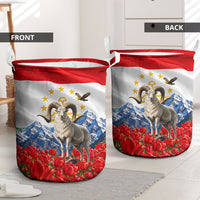 Tajikistan National Pride Laundry Basket Ismoil Somoni Monument Marco Polo Sheep Flag