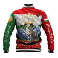 Tajikistan National Pride Baseball Jacket Ismoil Somoni Monument Marco Polo Sheep Flag
