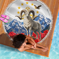 Tajikistan National Pride Beach Blanket Ismoil Somoni Monument Marco Polo Sheep Flag