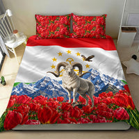 Tajikistan National Pride Bedding Set Ismoil Somoni Monument Marco Polo Sheep Flag