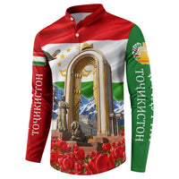 Tajikistan National Pride Button Sweatshirt Ismoil Somoni Monument Marco Polo Sheep Flag