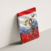 Tajikistan National Pride Canvas Wall Art Ismoil Somoni Monument Marco Polo Sheep Flag