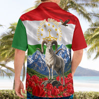 Tajikistan National Pride Hawaiian Shirt Ismoil Somoni Monument Marco Polo Sheep Flag