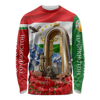 Tajikistan National Pride Long Sleeve Shirt Ismoil Somoni Monument Marco Polo Sheep Flag