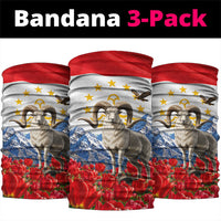 Tajikistan National Pride Neck Gaiter Ismoil Somoni Monument Marco Polo Sheep Flag