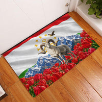 Tajikistan National Pride Rubber Doormat Ismoil Somoni Monument Marco Polo Sheep Flag