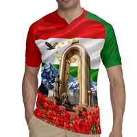 Tajikistan National Pride Rugby Jersey Ismoil Somoni Monument Marco Polo Sheep Flag