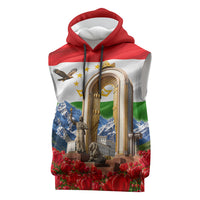 Tajikistan National Pride Sleeveless Hoodie Ismoil Somoni Monument Marco Polo Sheep Flag