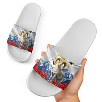 Tajikistan National Pride Slide Sandals Ismoil Somoni Monument Marco Polo Sheep Flag