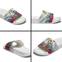 Tajikistan National Pride Slide Sandals Ismoil Somoni Monument Marco Polo Sheep Flag