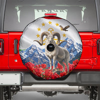 Tajikistan National Pride Spare Tire Cover Ismoil Somoni Monument Marco Polo Sheep Flag