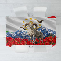 Tajikistan National Pride Tablecloth Ismoil Somoni Monument Marco Polo Sheep Flag