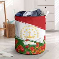 Tajikistan Independence Day Laundry Basket Ismoil Somoni Monument Flag Map Red Tulips