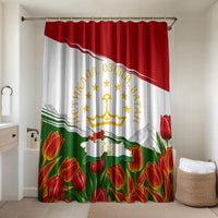 Tajikistan Independence Day Bathroom Set Ismoil Somoni Monument Flag Map Red Tulips