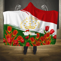 Tajikistan Independence Day Hooded Blanket Ismoil Somoni Monument Flag Map Red Tulips
