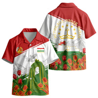 Tajikistan Independence Day Kid Hawaiian Shirt Ismoil Somoni Monument Flag Map Red Tulips