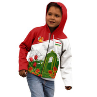 Tajikistan Independence Day Kid Hoodie Ismoil Somoni Monument Flag Map Red Tulips