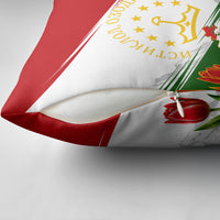 Tajikistan Independence Day Pillow Cover Ismoil Somoni Monument Flag Map Red Tulips