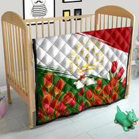 Tajikistan Independence Day Quilt Ismoil Somoni Monument Flag Map Red Tulips