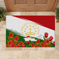 Tajikistan Independence Day Rubber Doormat Ismoil Somoni Monument Flag Map Red Tulips