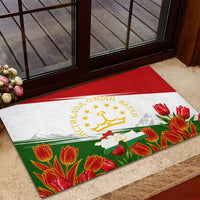 Tajikistan Independence Day Rubber Doormat Ismoil Somoni Monument Flag Map Red Tulips