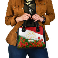 Tajikistan Independence Day Shoulder Handbag Ismoil Somoni Monument Flag Map Red Tulips