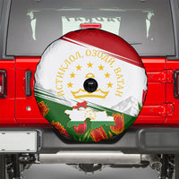 Tajikistan Independence Day Spare Tire Cover Ismoil Somoni Monument Flag Map Red Tulips